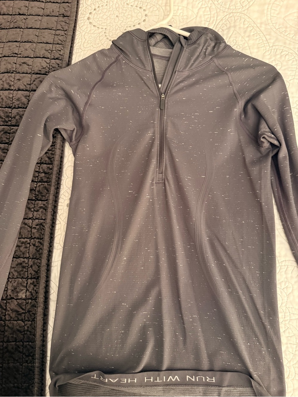 Run With Heart WomensGray Half-Zip Performance Hoodie